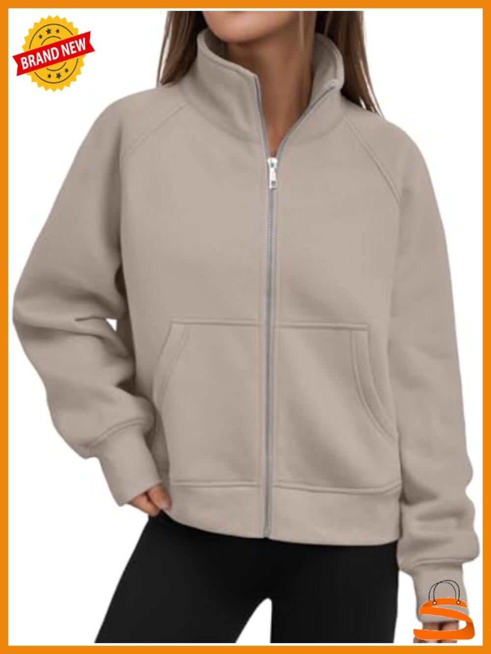 Womens Zip Up Cropped Hoodie Mock Neck Fleece Sweatshirt Y2K